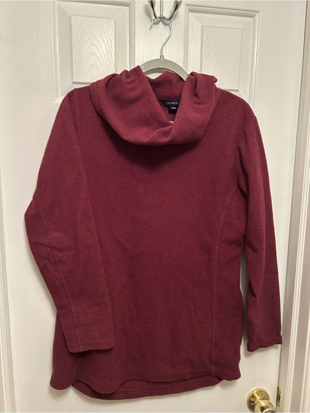 Lands' End Women's Cowl Neck Tunic Sweater - Wine
